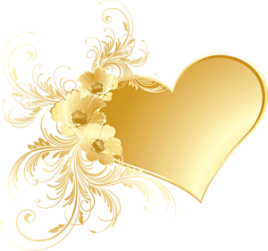 Gold_Heart_with_Flowers_PNG_Picture